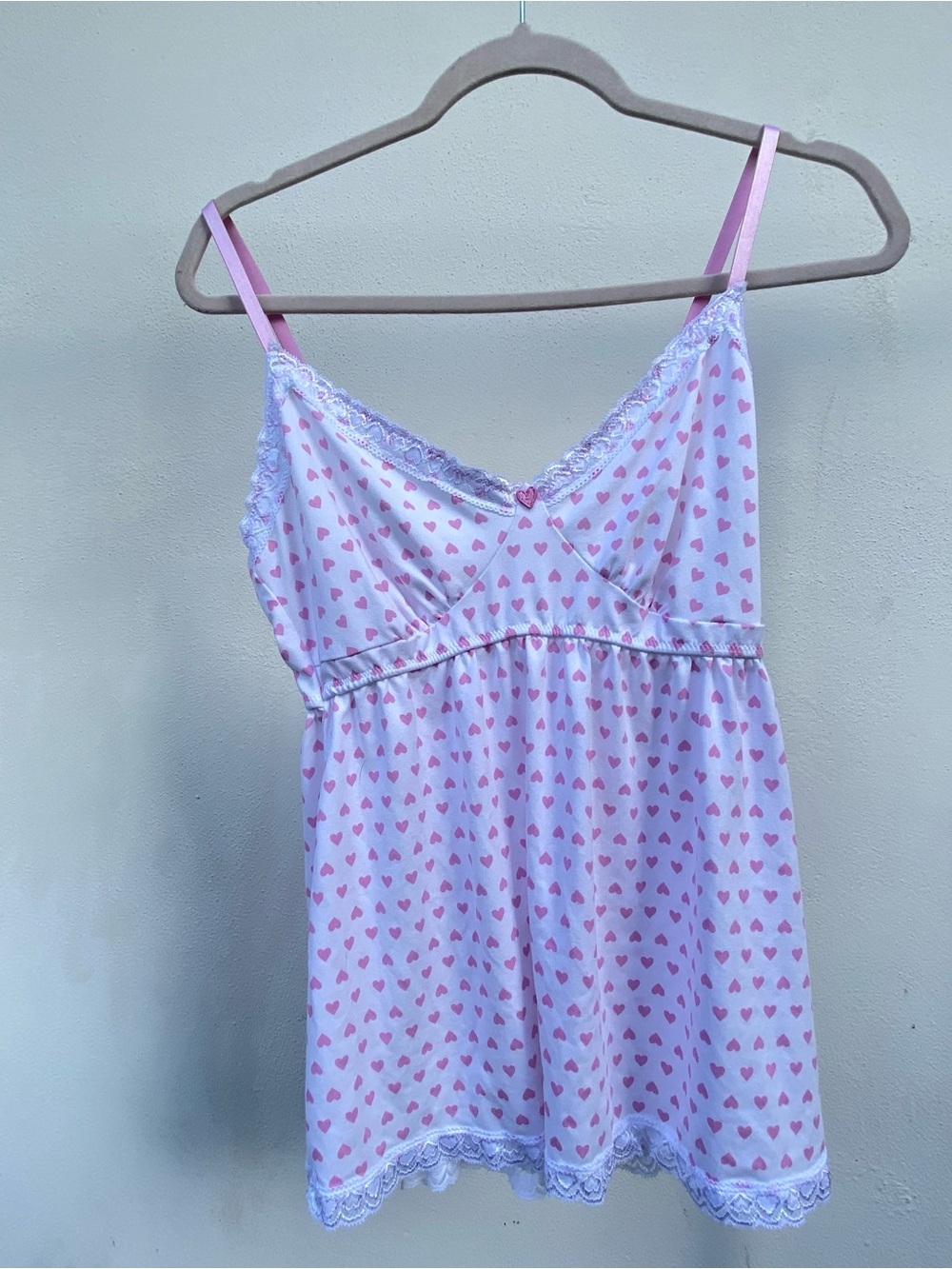 Y2K Pink & White Heart Print Tank Top Size Large